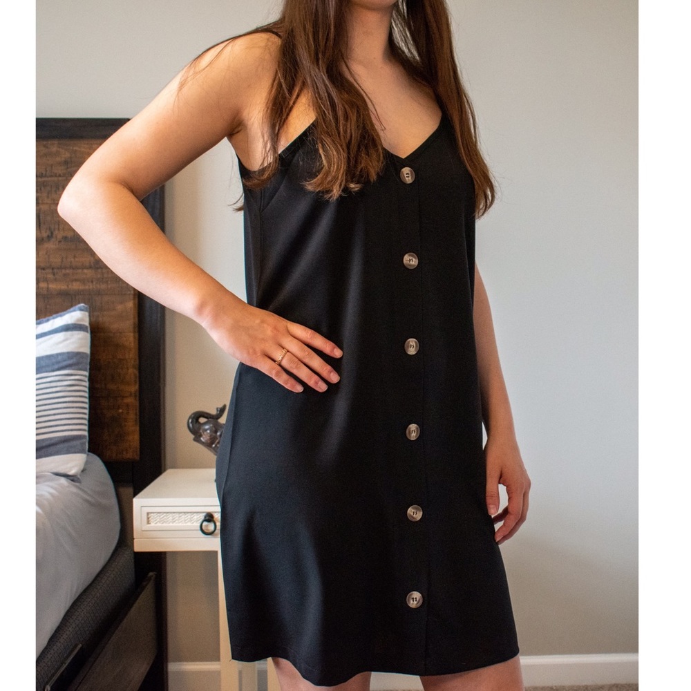SOLD Black mini dress with buttons